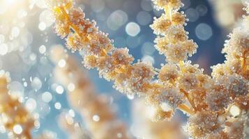 Close-up of delicate coral-like structures with a shimmering, watery background. photo