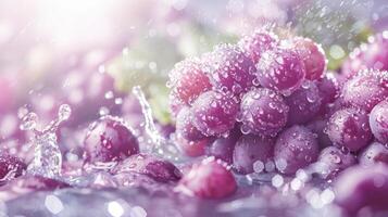 Fresh grapes with water droplets, creating a refreshing and vibrant atmosphere. photo