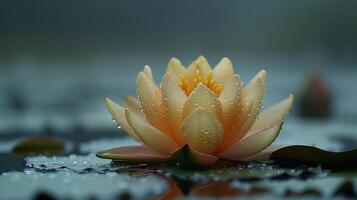 un sereno agua lirio floraciones en medio de amable lluvia, exhibiendo de la naturaleza belleza y tranquilidad. foto