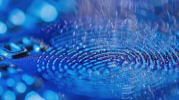 Abstract blue image featuring circular patterns and light reflections. photo