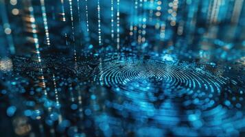 Abstract representation of water droplets creating ripples in a blue-toned environment. photo