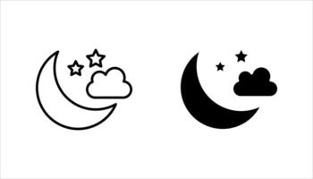 Moon Icon Set, Silhouette Style. vector
