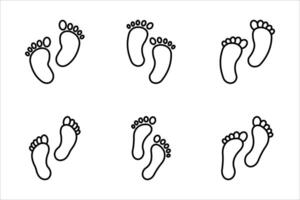 Footprint icon set, on white background. vector