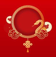 Chinese new year background with snake and fan vector