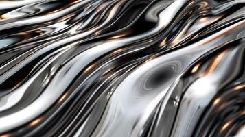 A smooth, flowing surface with metallic sheen and dynamic reflections. photo