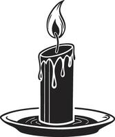 a candle with a dripping liquid on a plate vector