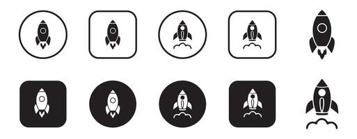 Creative solution rocket icon set vector