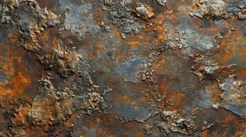 A textured surface featuring rust and corrosion in various shades of brown and gray. photo