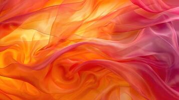Vibrant flowing fabric in shades of orange and pink, creating a dynamic visual effect. photo