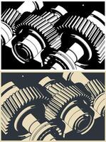 Gears mechanisms close-up vector