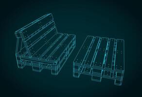 Pallet furniture sketch vector
