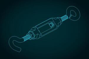 Turnbuckle isometric blueprint vector