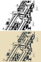 Conveyor production line close-up illustrations vector