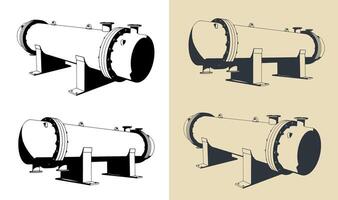 Shell and tube heat exchanger vector