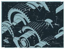 Gears mechanisms close-up retro poster vector