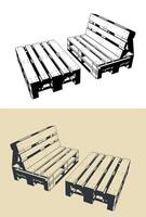 Pallet furniture illustrations vector