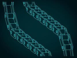 Conveyor chain isometric drawings vector