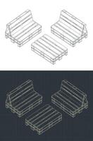 Pallet furniture isometric blueprints vector