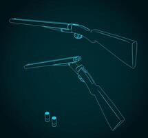 Double barrel shotgun drawings vector
