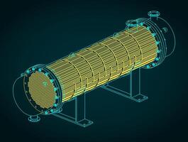 Shell and tube heat exchanger structure illustration vector