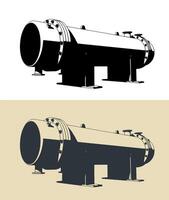 Shell and tube heat exchanger illustrations vector