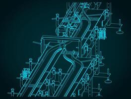 Conveyor production line close-up vector