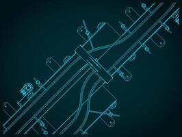 Conveyor production line close-up drawings vector