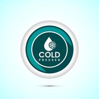 Cold pressed icon design illustration. Cold pressed label badge logo design template, Teal color shadow button design vector
