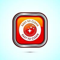 Easy cleaning icon design illustration. Clean surface icon sign symbol, Orange color square button design vector