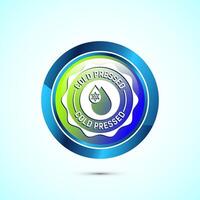 Cold pressed icon design illustration. Cold pressed label badge logo design template, Glossy round button design vector