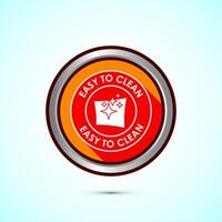 Easy cleaning icon design illustration. Clean surface icon sign symbol, Orange color shadow button design vector