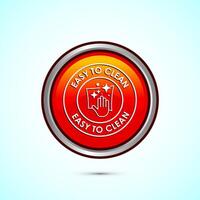 Easy cleaning icon design illustration. Clean surface icon sign symbol, Orange color round button design vector