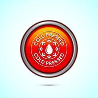 Cold pressed icon design illustration. Cold pressed label badge logo design template, Orange color round button design vector