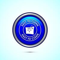 Easy cleaning icon design illustration. Clean surface icon sign symbol, Blue color round button design vector