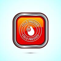 Cold pressed icon design illustration. Cold pressed label badge logo design template, Orange color square button design vector