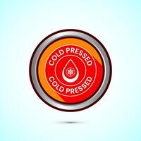 Cold pressed icon design illustration. Cold pressed label badge logo design template, Orange color shadow button design vector