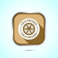 Cold pressed icon design illustration. Cold pressed label badge logo design template, Gold color shadow button design vector
