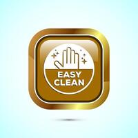 Easy cleaning icon design illustration. Clean surface icon sign symbol, Gold color square button design vector