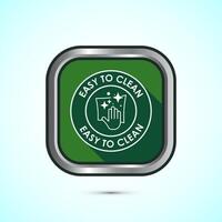 Easy cleaning icon design illustration. Clean surface icon sign symbol, Green color shadow button design vector