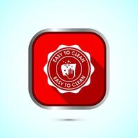 Easy cleaning icon design illustration. Clean surface icon sign symbol, Red color shadow button design vector