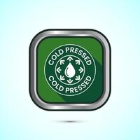Cold pressed icon design illustration. Cold pressed label badge logo design template, Green color shadow button design vector