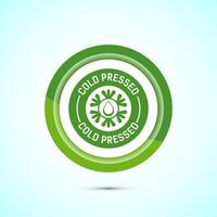 Cold pressed icon design illustration. Cold pressed label badge logo design template, Green color button design vector