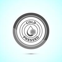 Cold pressed icon design illustration. Cold pressed label badge logo design template, Gray color button design vector