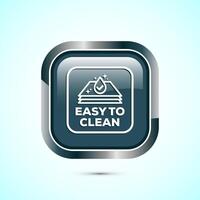 Easy cleaning icon design illustration. Clean surface icon sign symbol, Gray color square button design vector