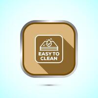 Easy cleaning icon design illustration. Clean surface icon sign symbol, Gold color shadow button design vector