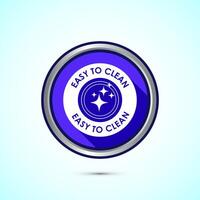 Easy cleaning icon design illustration. Clean surface icon sign symbol, Blue color shadow button design vector