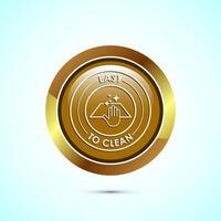 Easy cleaning icon design illustration. Clean surface icon sign symbol, Gold color round button design vector