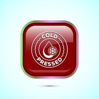 Cold pressed icon design illustration. Cold pressed label badge logo design template, Red color square button design vector