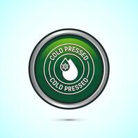 Cold pressed icon design illustration. Cold pressed label badge logo design template, Green color round button design vector