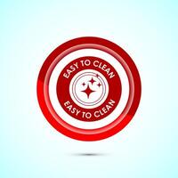 Easy cleaning icon design illustration. Clean surface icon sign symbol, Red color button design vector
